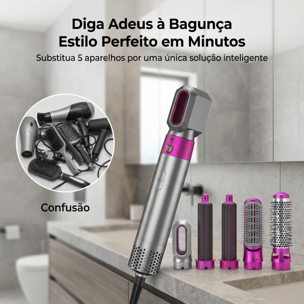 Escova Secadora De Cabelo  5 Em 1 De Ar Quente Profissional   Pronto Entrega 110/220v