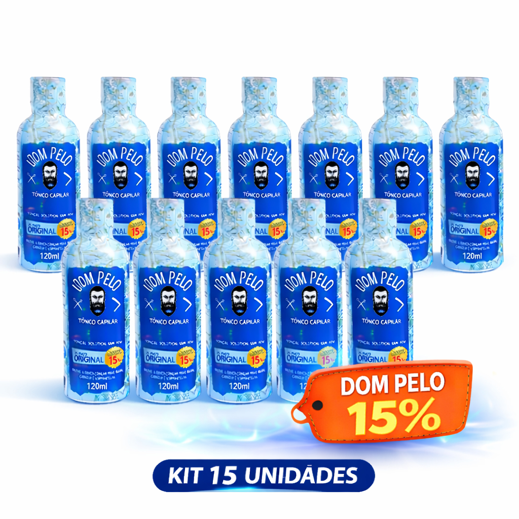 Kit 15 Unidades Tônico Capilar Dom Pelo 15% + Caixinha – Original 120ml
