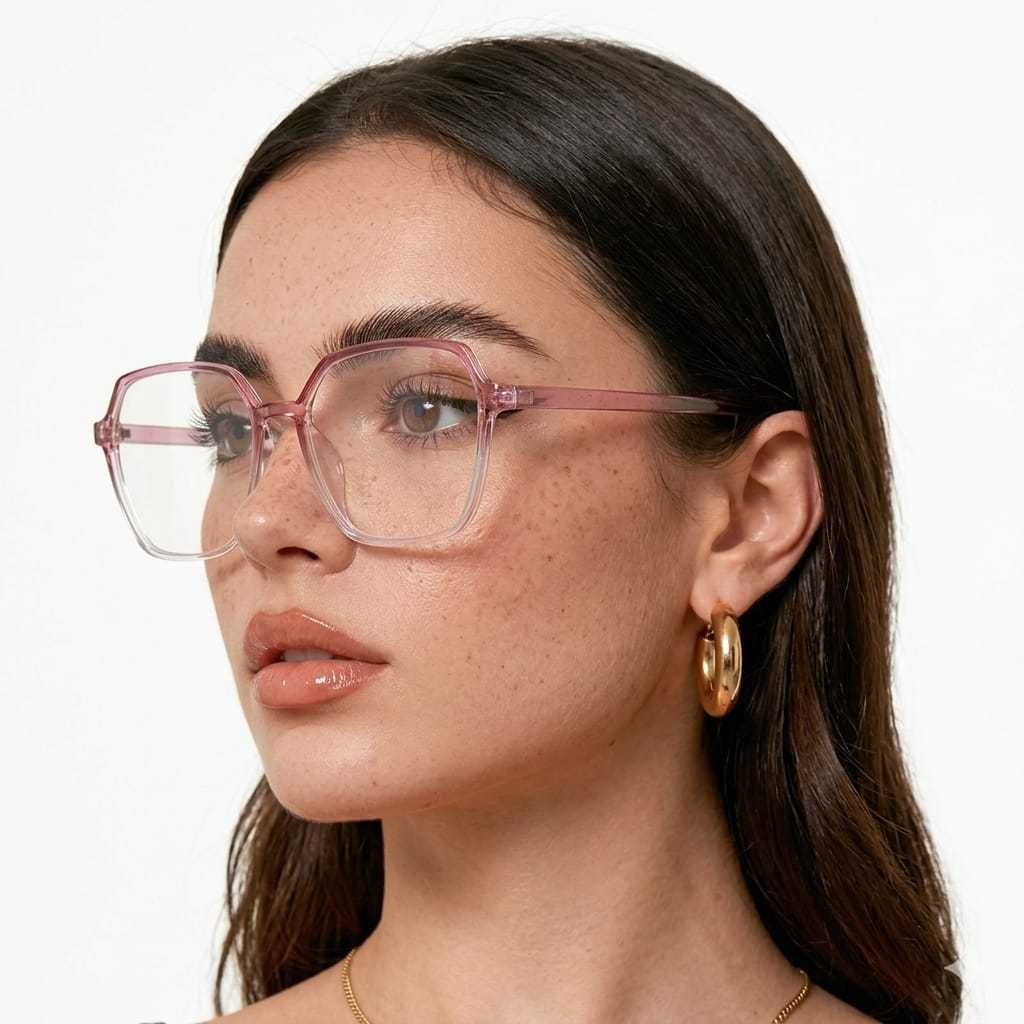 Óculos Feminino Transparente Grande Proteção Anti Luz Azul Armação Quadrado Tela Computador Celular