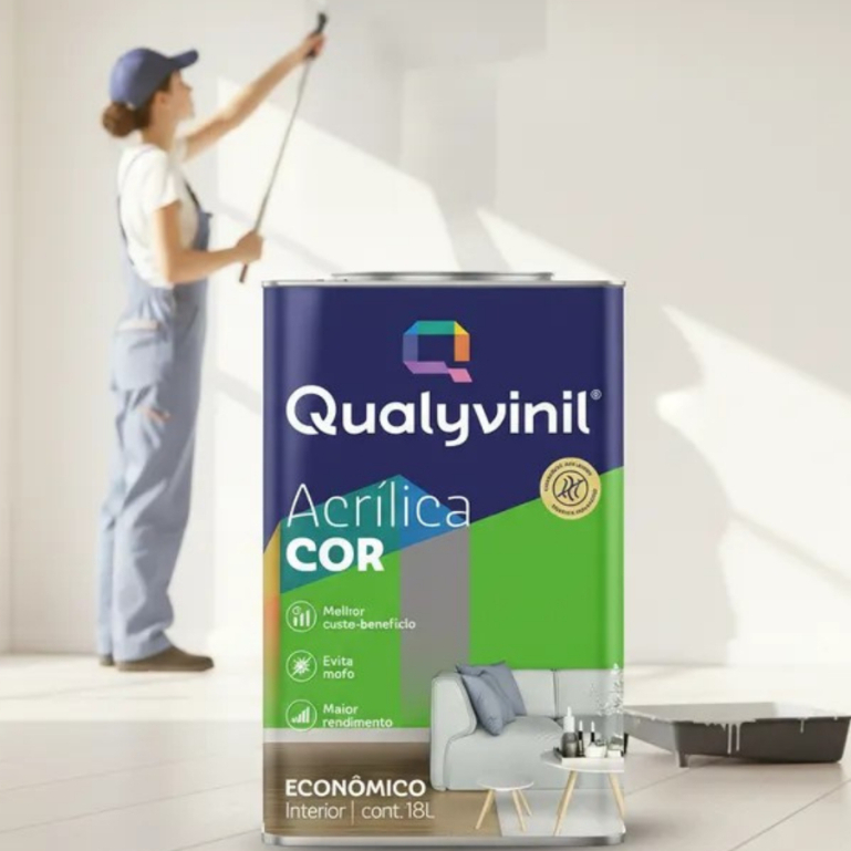 Tinta Acrílica Branco Econômica Rende Muito Areas Internas 18 Litros - Qualyvini