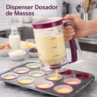 Copo Dosador de Massas 900ml Cupcake Panqueca Waffle Dispenser Culinário Cozinha Confeitaria