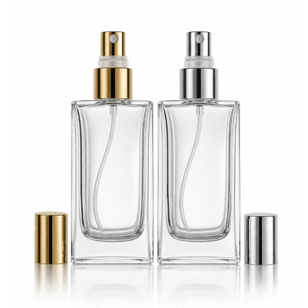 Kit Luxo Frascos de Perfume Retangular 60ml - Com Válvula Spray  Luxo - Vidro para Perfume HomeSpray