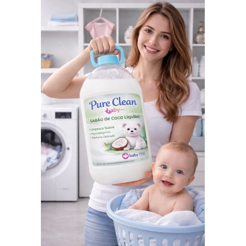 Sabão de Coco Líquido Pure Clean Baby 5L – Cuidado Delicado para Roupas Sensíveis