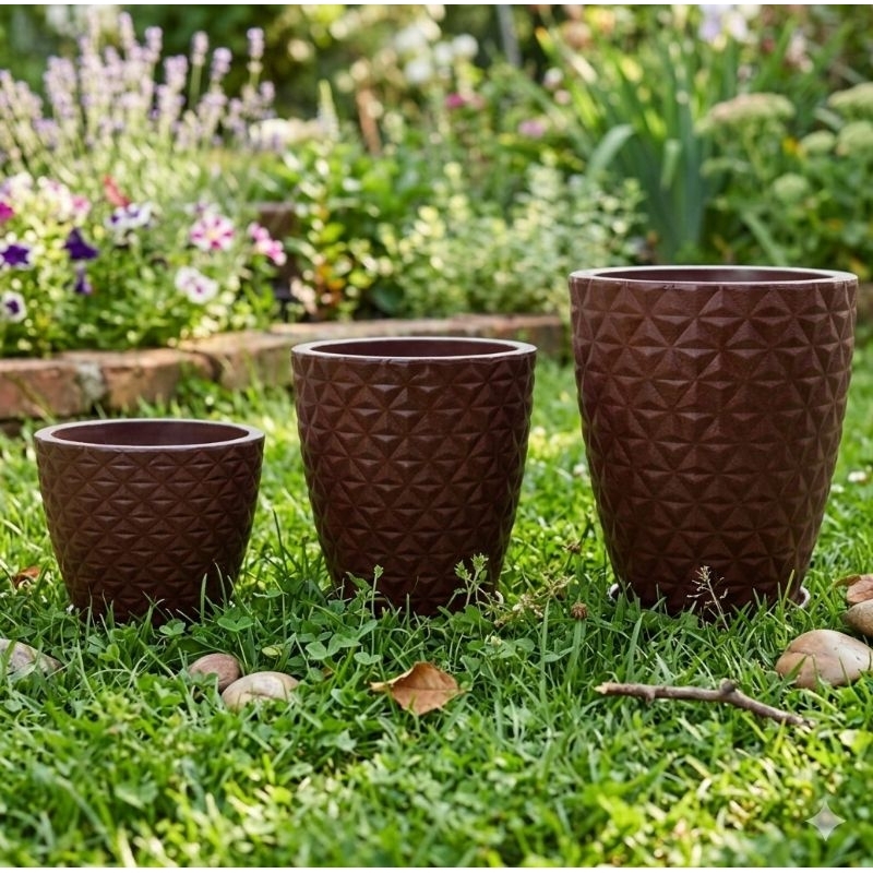 Kit 3 Vasos Decorativos Diamante Lapidado Conjunto Moderno Chão e Prateleira