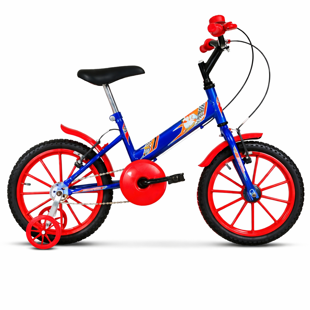 Bicicleta Infantil  T Aro 16 Menino Azul Vermelho Rodinha  Para Lama Buzina Ultra bike Criança
