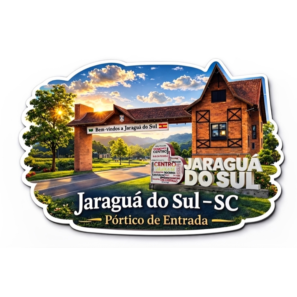 Ímã de Geladeira Jaraguá do Sul SC | Pórtico - Parque Malwee - Letreiro Eu ❤️ | MDF Decorativo