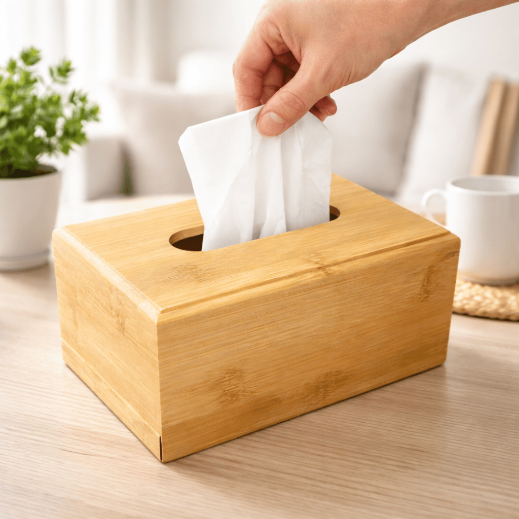 Porta Lenço 16cm em Bambu Retangular Interfolhas Suporte Higiênico Portatil Toalhas Umedecido em Oferta na Shopee
