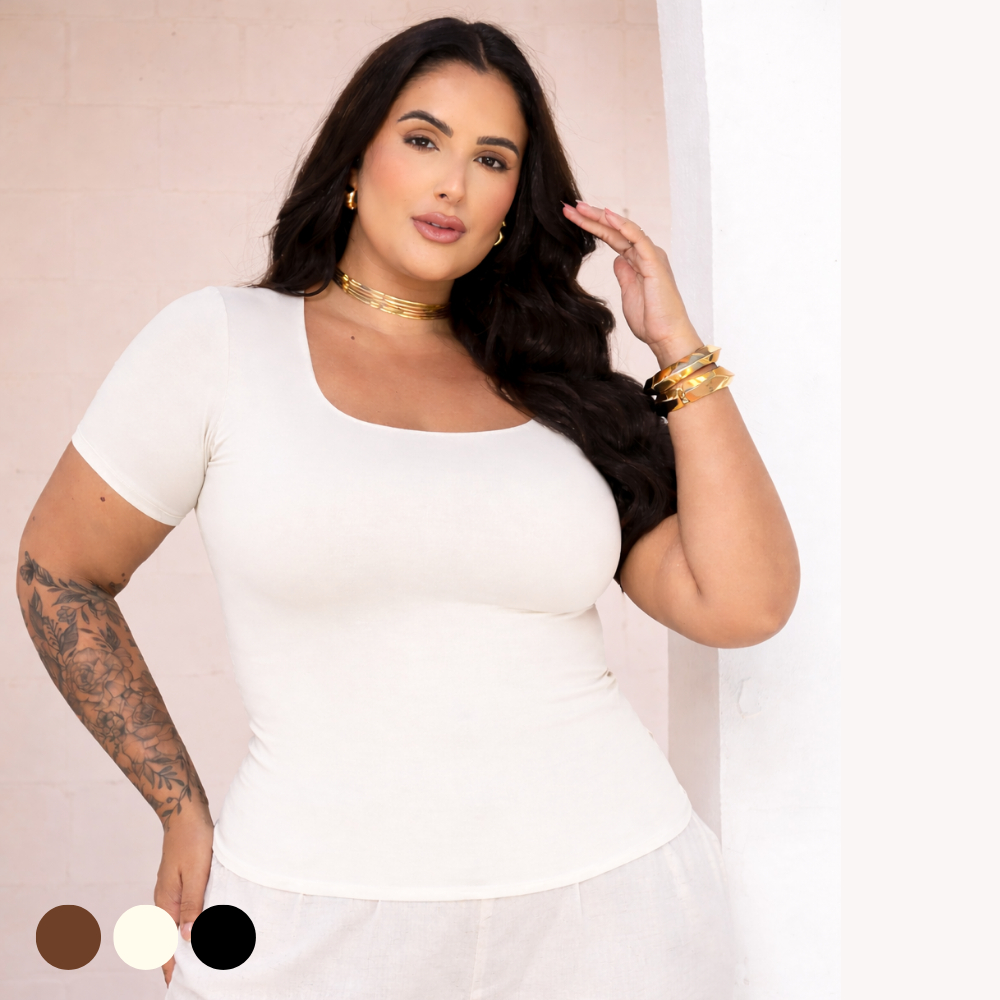 Blusa Feminina Modeladora Poliamida Premium  Zero Transparência Alta Compressão Dispensa Sutiã P ao G3 Plus Size