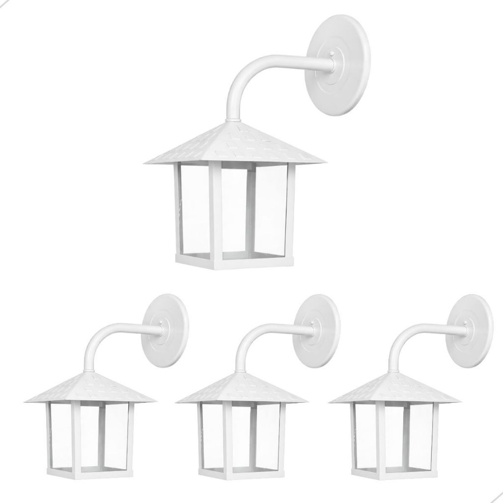 Kit 4 Arandela Nina Branca Luminária Quadrada Clássica Colonial Decorativa Rústica Bivolt 110v 220v