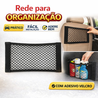 Rede Organizadora Carro Porta Objetos com Velcro Forte Fácil Instalação 2 Fitas
