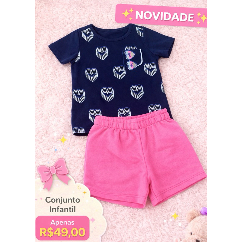 Conjunto Menina Blogueirinha Tendência Verão Roupa Infantil Feminina Estilosa Algodão