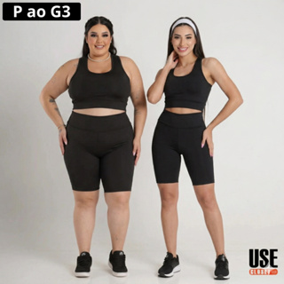 Kit C/2 Bermudas Plus Size Feminina Short Ciclista Roupa de Academia Fitness Bermuda Cós Alto em Oferta na Shopee