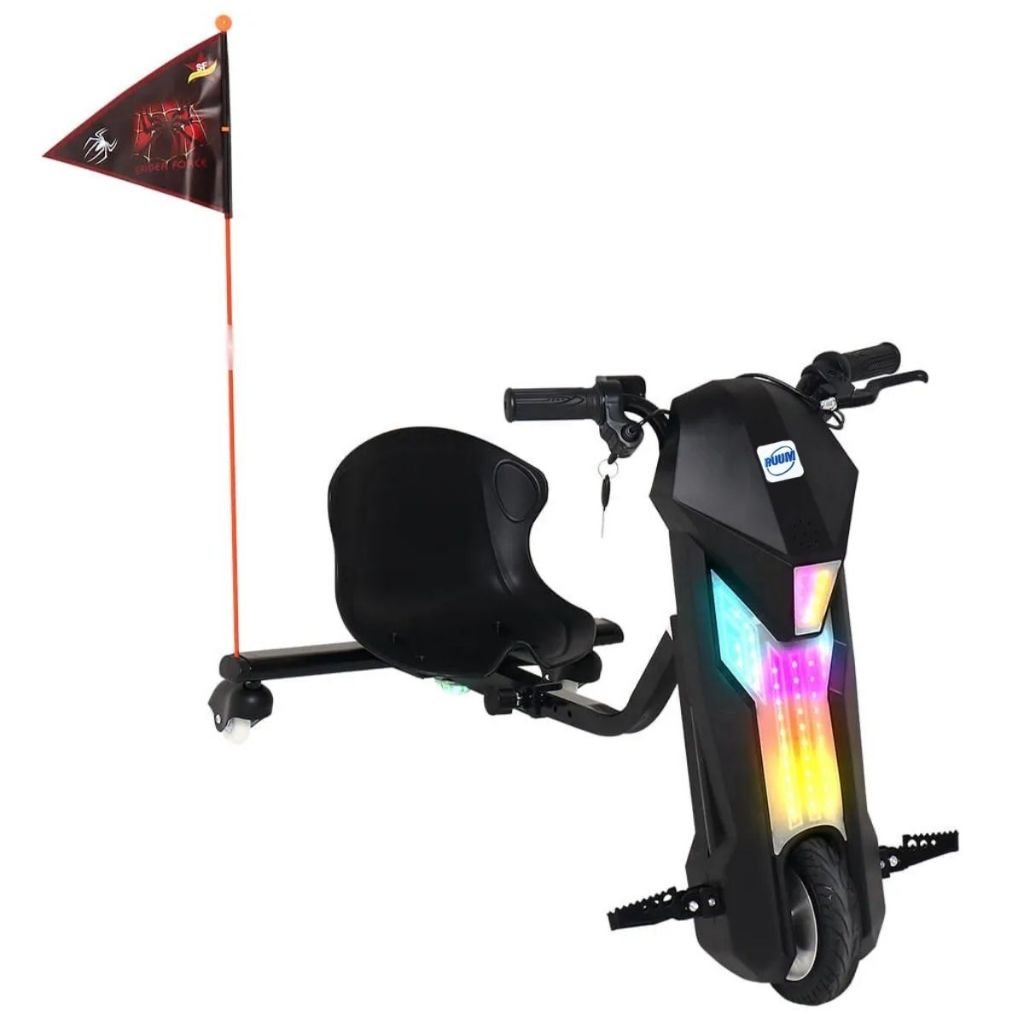 Triciclo Drift 360 Elétrico RUUM 36V com LED Bluetooth Até 25km/h Bateria de Lítio Com 3 Velocidades Suporta até 120kg