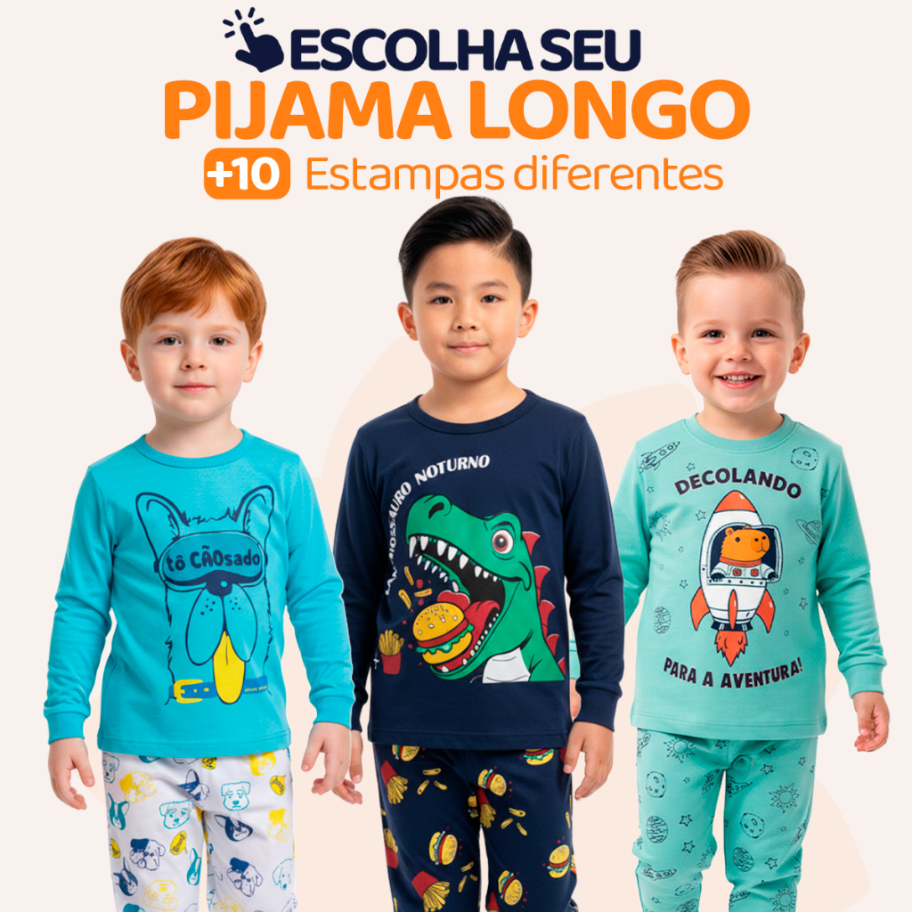 Pijama Bebê Menino Neném Manga Longa Blusa e Calça Roupa de Frio Inverno Masculi