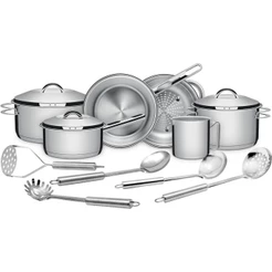 Jogo de Panelas em Aço Inox Tramontina Solar com Indução e Utensílios em Inox 11pçs