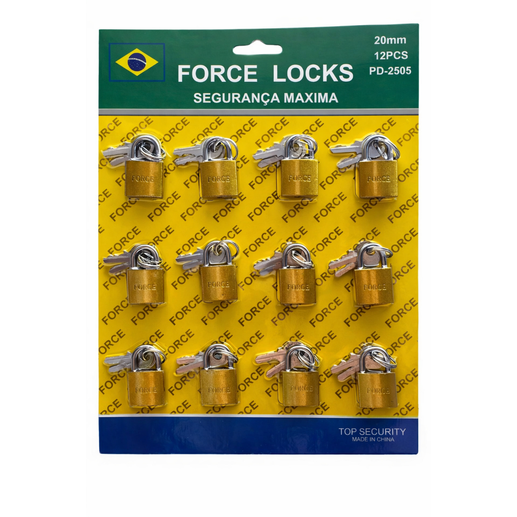 Imagem Cadeados 20mm Cartela com 12 Unidades para Malas Bolsas e Armários