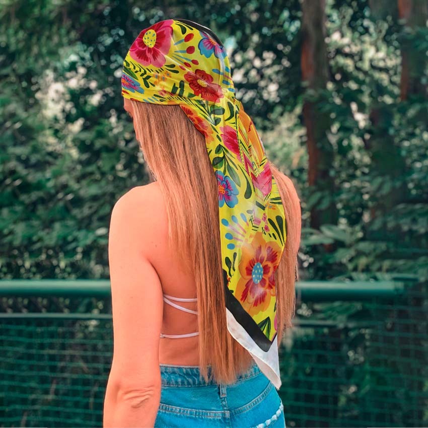 Lenço Feminino Cetim Estiloso Toque Seda Moda Cabelo Pescoço Bolsa Acessório Top