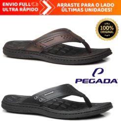 Chinelo De Dedo Pegada 100% Couro Legítimo Com Amortecedor Original