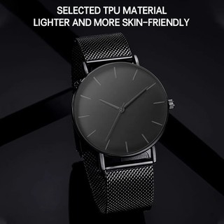 Relógio Unissex Preto Minimalista - Pulseira de Aço, Design Slim, Elegante para Uso Diário