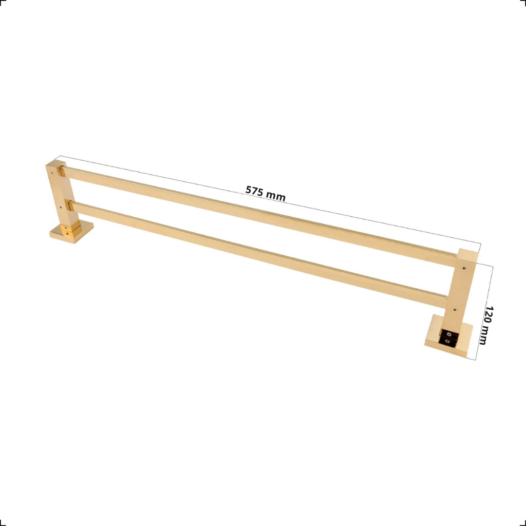 Suporte Porta Toalha Banho Duplo Banheiro Inox Dourado Gold — imagem 2 de 2