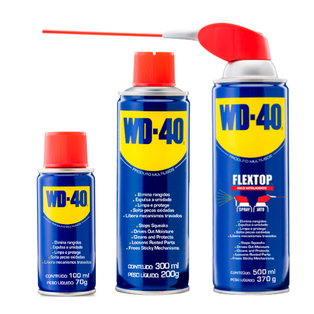Wd40 Spray Lubrificante Desengripante 100ml 300ml 500ml Flextop Multiuso Anticorrosivo