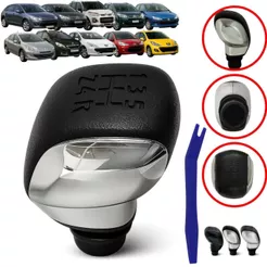 Manopla Bola de Cambio Alavanca Marcha Cromada Preta Prata Para Citroen C3 e C4 2004 a 2019 Todos
