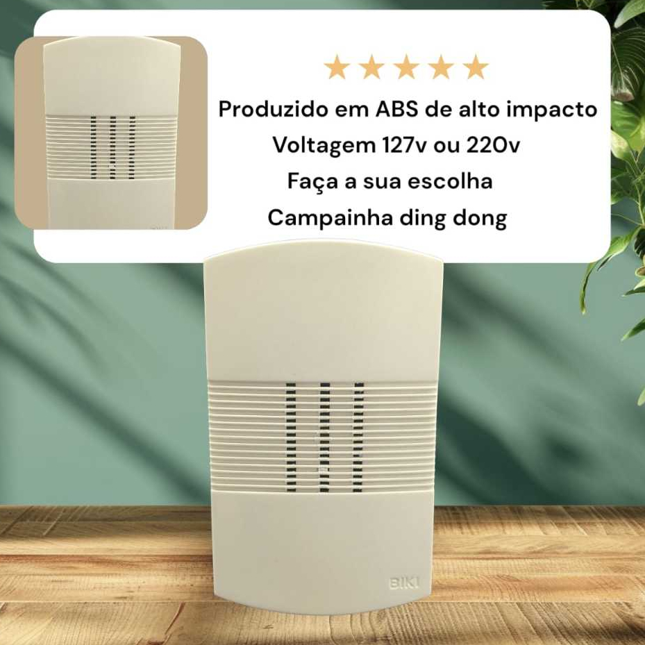 Campainha Externa Ding Dong 127v ou 220v - Instalação Fácil, Som de Longo Alcance, Alta Durabilidade e Qualidade