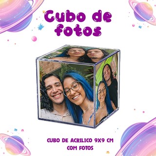 Foto cubo grande com LED 9x9cm Personalizado frase / fotos com caixa para presente