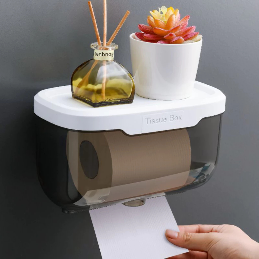 Suporte De Parede Banheiro Caixa Organizadora De Papel Higiênico Sem Furar Parede  B-MAX 22CM Grande