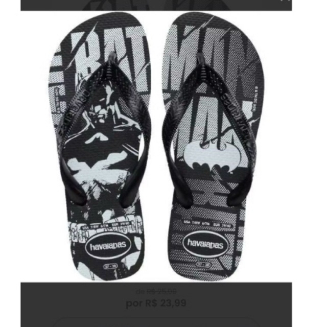 Chinelo Havaianas DC Logomania Batman - Preto 37/38