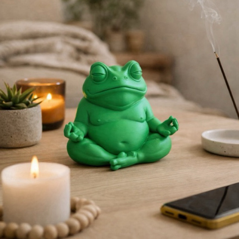 Imagem Sapo Zen Decorativo – Estátua Moderna Relax para Escrivaninha, Estante ou Home Office