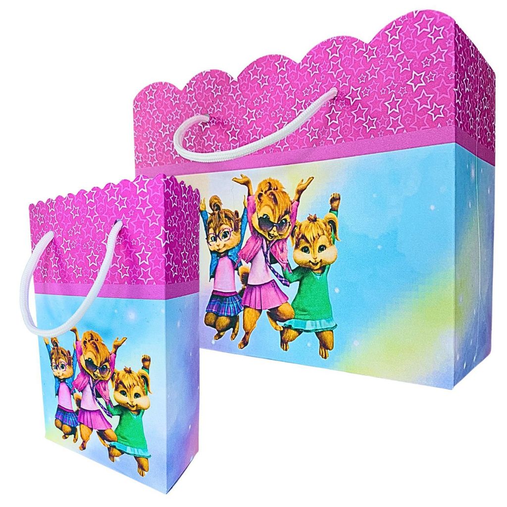 Sacolinhas Esquiletes Alvin e os Esquilos Sacolinhas para Lembrancinha de Aniversário Menina Infantil Pegue e Monte