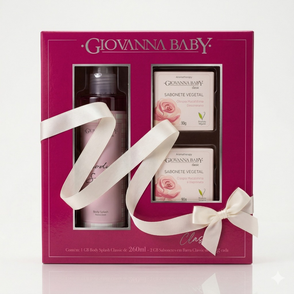 Kit Dia dos Namorados Perfume Corporal Body Splash Giovanna Baby 260ml + Sabonete Vegetal Vitamina E