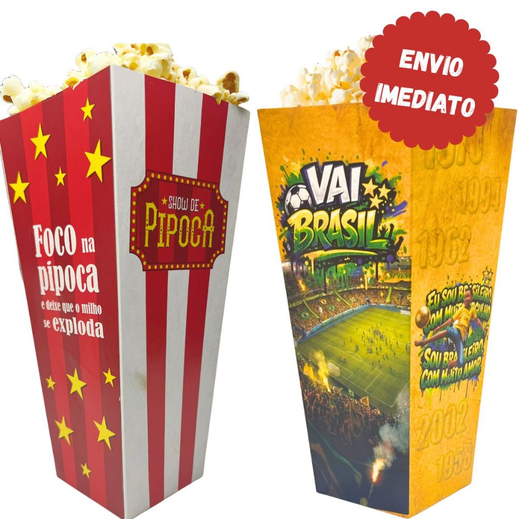 Embalagem Caixa Para Pipoca Grande Festa e eventos (100 Unidades) - Copa do Mundo 2026 - Sustentável