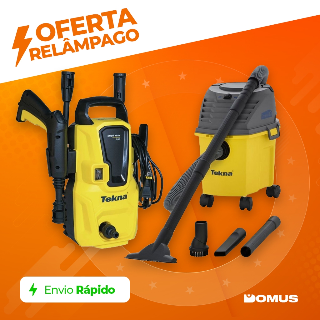 Kit Lavadora de Alta Pressão HLX1600 e Aspirador de Pó e Água 10L Tekna