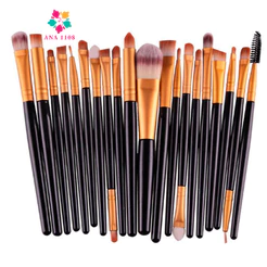 ANA 1108 Kit 20 Pinceis Profissional Pincel Maquiagem Preto e Neon COR Aleatória
