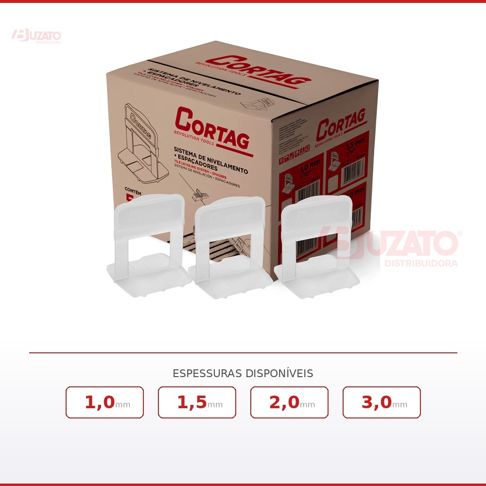 Espaçador Nivelador Tradicional Porcelanato 500 Peças Cortag 1,0mm / 1,5mm / 2,0mm / 3,0mm