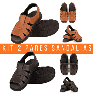 Kit 2 Sandalia masculina de Couro, Sola Alta de Alta qualidade e confortavel do 37ao 44 Original