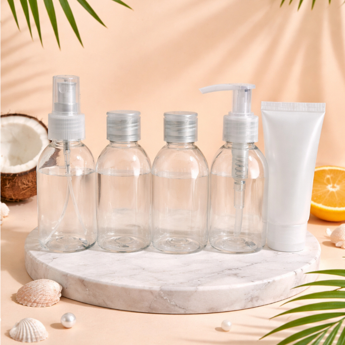 Kit Frascos 100mL Viagem Higiene Pessoal Shampoo Cosmeticos Organizador de Mala