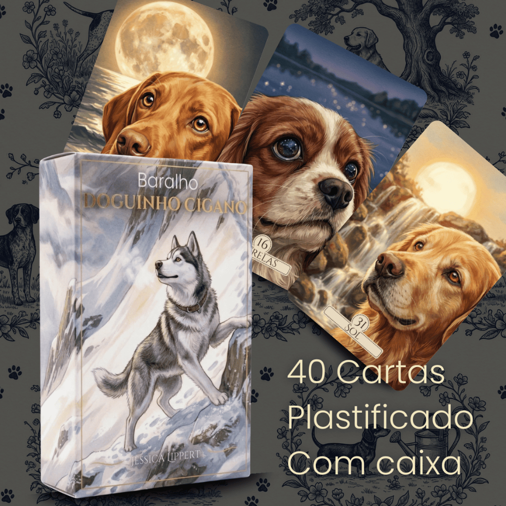 Baralho Doguinho Cigano 40 cartas GRANDE 11x7cm com presente surpresa +manual personalizado, plastificado 100%, original