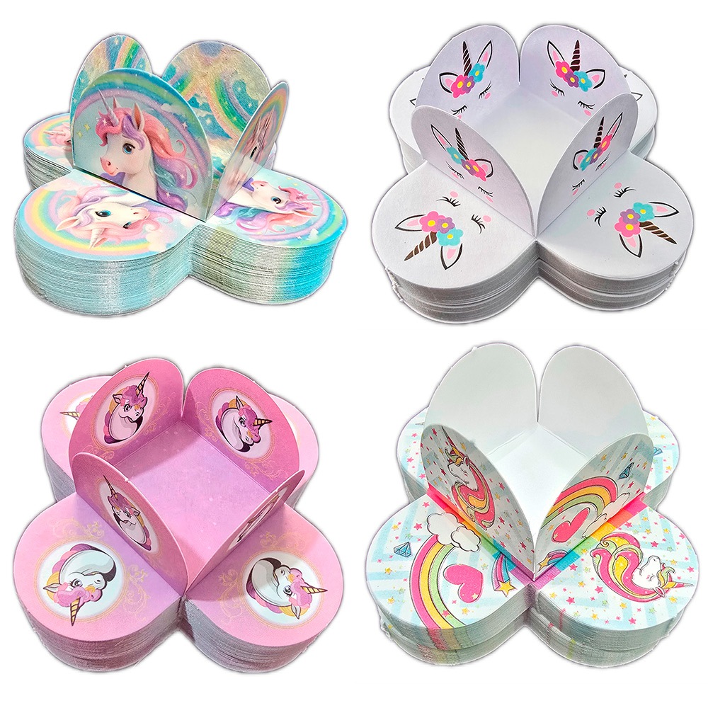 200 Forminhas Unicórnio Candy Colo 4 Pétalas Para Casamento Debutante Aniversário