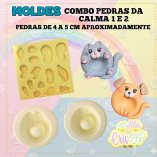 COMBO MOLDE DE SILICONE PEDRA DA CALMA  WORRY STONE em Oferta na Shopee