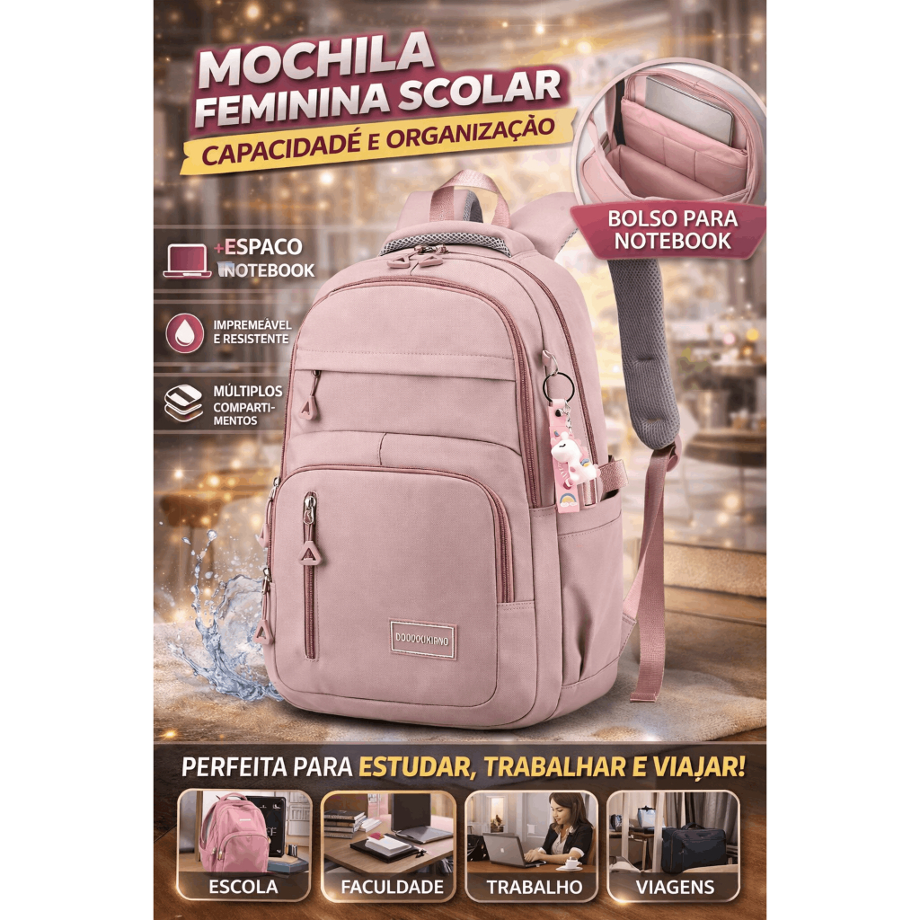 PRMOÇÃO Mochila Feminina Escolar Universitária De Viagem Moda Casual Unissex