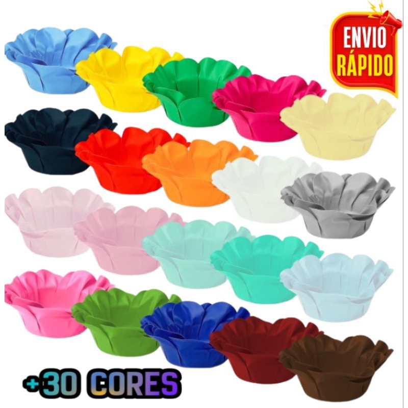 40~120 Forminha para Doces Finos Formato Flor - Casamento/Aniversário/Batizado - Diversas Cores