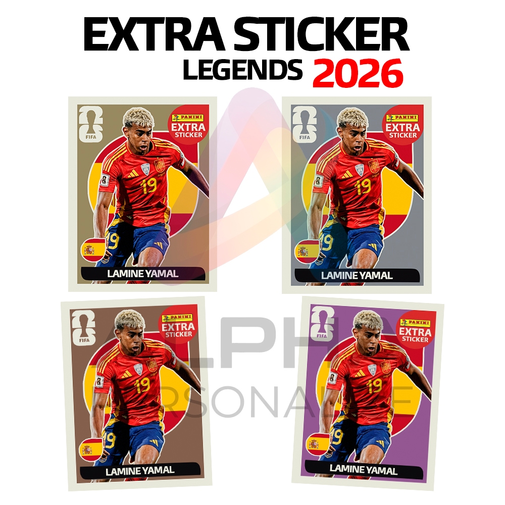 Figurinha Extra Sticker Legends Lamine Yamal Copa do Mundo 2026 Exclusiva Lançamento Ouro Prata