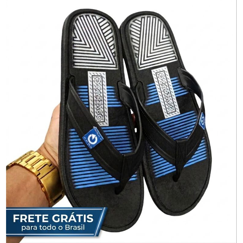 Chinelo Masculino Cartago Chinelo Antiderrapante Chinelo Confortável e Macio em Oferta na Shopee