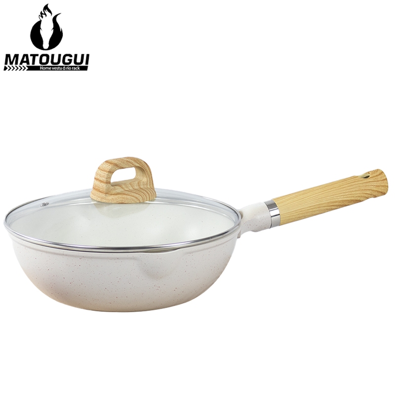 Wok Frigideira Antiaderente Cerâmica Compatível com Indução Tampa de Vidro Kit Premium para Cozinha