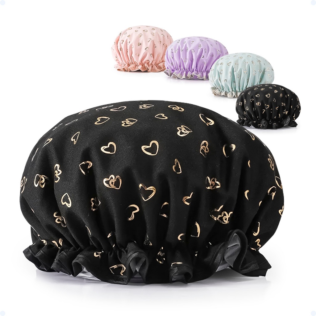 Toucas Camada Dupla Banho Premium Impermeável Cabelo Anti Frizz Dupla Face Cacho Liso Trança