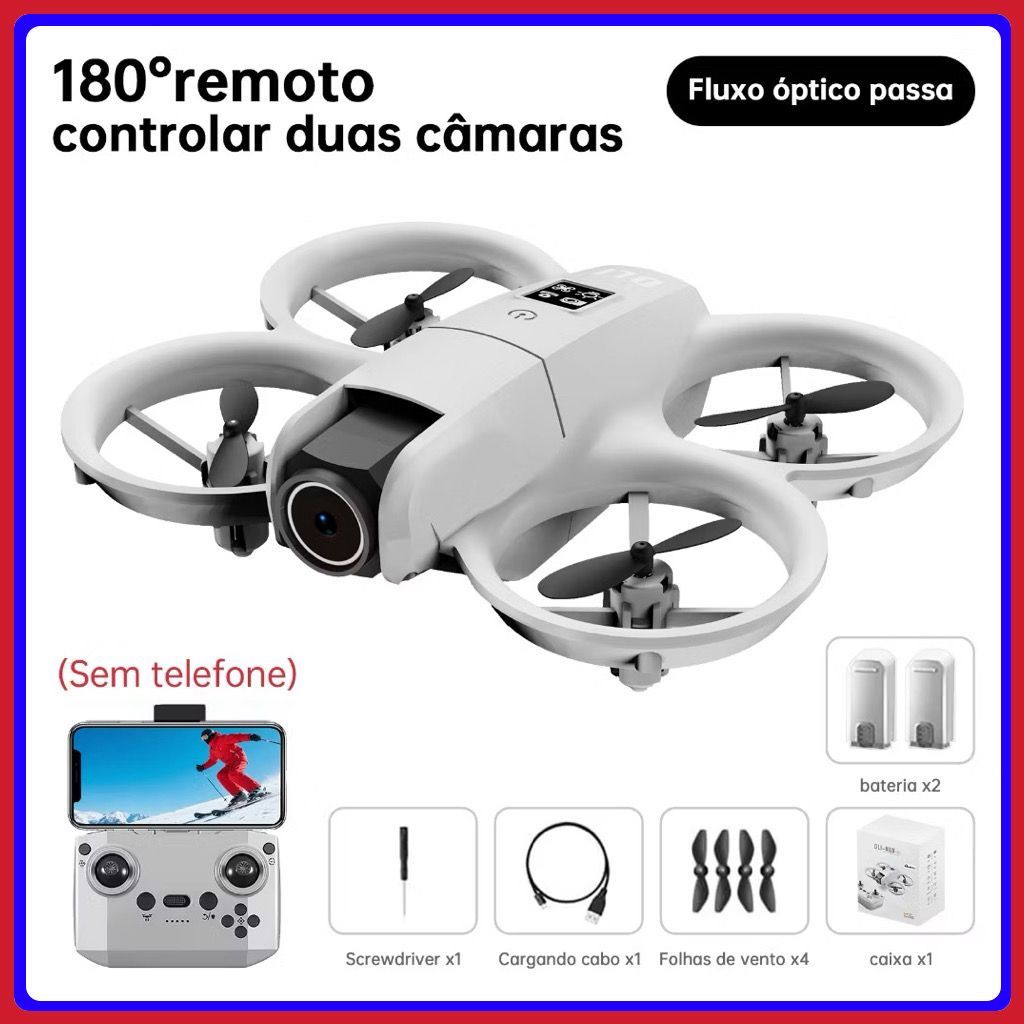 🚁 Drone Mini DLI-NEO com Câmera Dual 4K Fluxo Óptico Proteção de Hélice 360° Ideal para Iniciantes e Crianças 2 Baterias