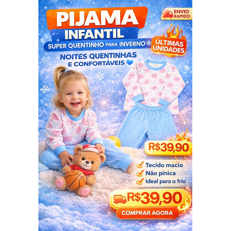 Pijama menina infantil  Algodão Confortável | Conjunto Macio com Elasticidade e Punho Pijama menina